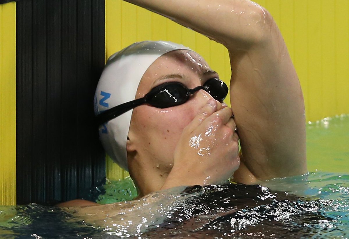 SwimmingCanada's tweet photo. Emotional returns to national team mark #Trials2018 opening night / Retour émotif sur l’équipe nationale à la première soirée des Essais https://t.co/5ahIw8Bldp https://t.co/MRcPEy3drI