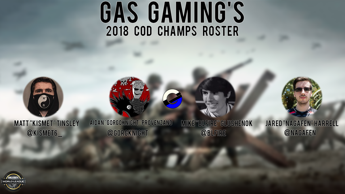 oiiMuB's tweet photo. Proud to announce GAS Gaming's official roster for The @CODWorldLeague Last Chance Qualifiers and Championships!
@MLG
@KiSMET6_ 
@Nagafen 
@Blfire 
@GorgKnight https://t.co/fuYEf2JkeI
