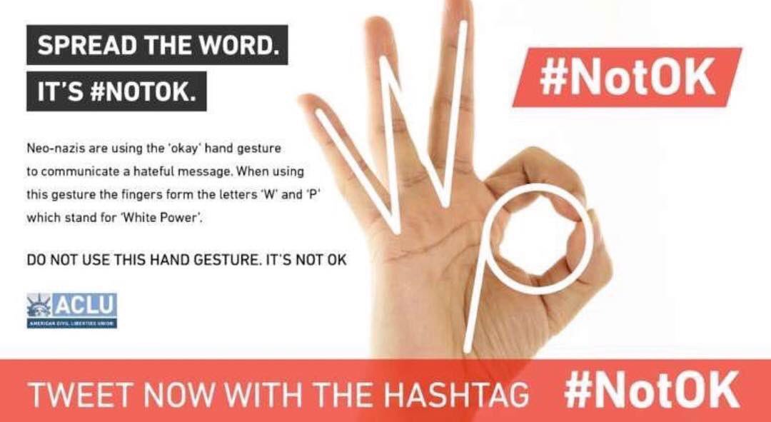 Elgntlyimprfect's tweet photo. Guys.....people seriously think this means white power... it’s the circle game....or even the okay sign. It doesn’t mean white power 😂 I don’t wanna live on this planet anymore. #notok #circlegame #okaysign #thanks4chan https://t.co/NAa1RwCO4r