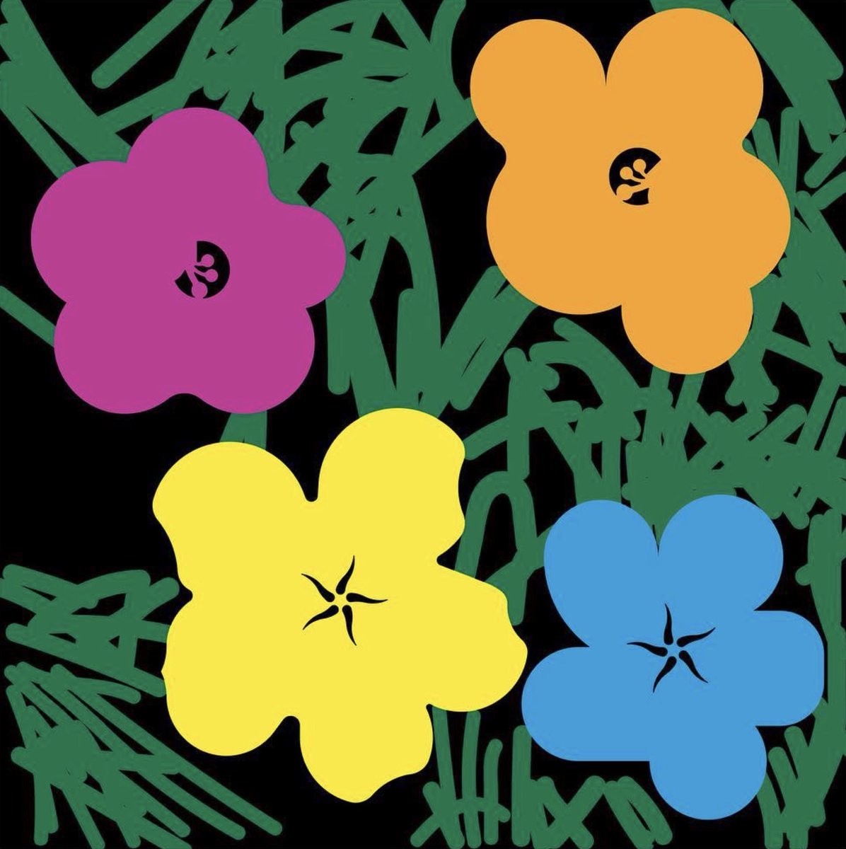 Combined compositional elements and color study by <a href="/mcginnessworks/">Ryan McGinness</a>. #AndyWarhol #Flowers #WarholFlowerIcons #RyanMcGinness