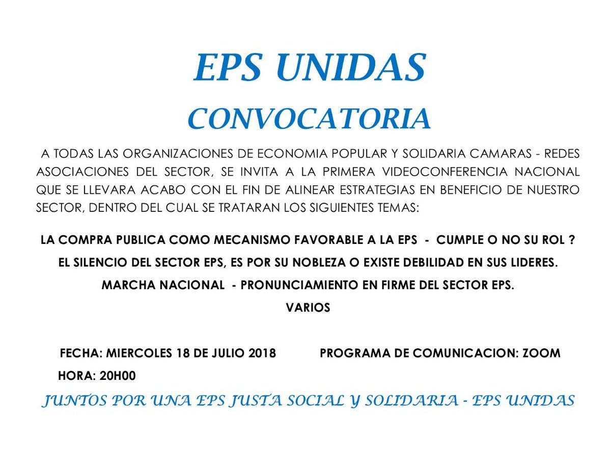 #RIESG, agradece a los compañeros de las cámaras y redes a nivel nacional por esta iniciativa del sector #EPS en su conjunto. @LucyCalderonAg @ConfederacionE @CamaraEPSP @Camara_EPS_Loja #EPSUNIDAS @Lenin @IEPS_Ec @CPCCS @seps_ec @SERCOPec