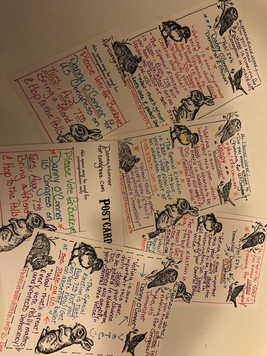 RealDeb18's tweet photo. Some of 15 #PostcardsToVoters heading to OH12 for #DannyOConnorforCongress while I hang with my daughter recovering from jaw surgery 😬 Get those absentee ballots at https://t.co/omDvx1HHMb and vote early! https://t.co/HqUPwYjJD5