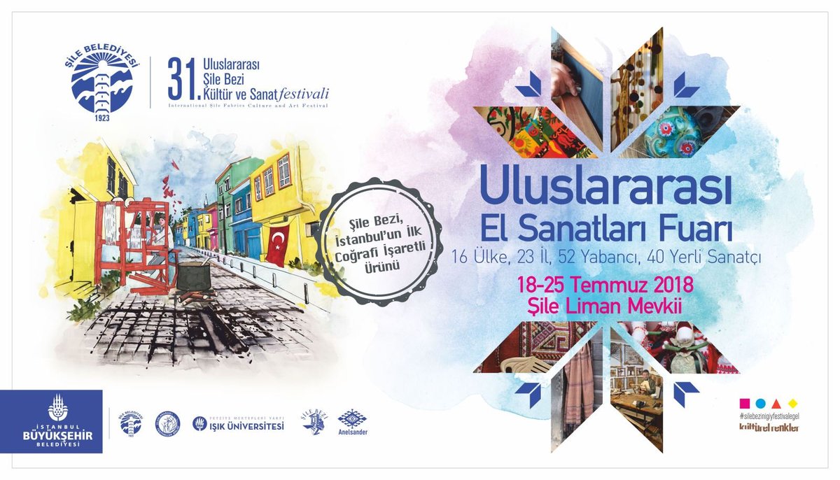 31. Uluslararası Şile Bezi Kültür ve Sanat Festivali Başladı !
#İstanbul'un coğrafi işaretli ilk ürünü olan Şile bezinin yaygın olarak tanıtıldığı festivale,16 ülkeden 52 yabancı, 40 yerli el sanatları ustası katılıyor. #Festival, 25 Temmuz'a kadar ziyarete açık olacak.
#ŞileBezi