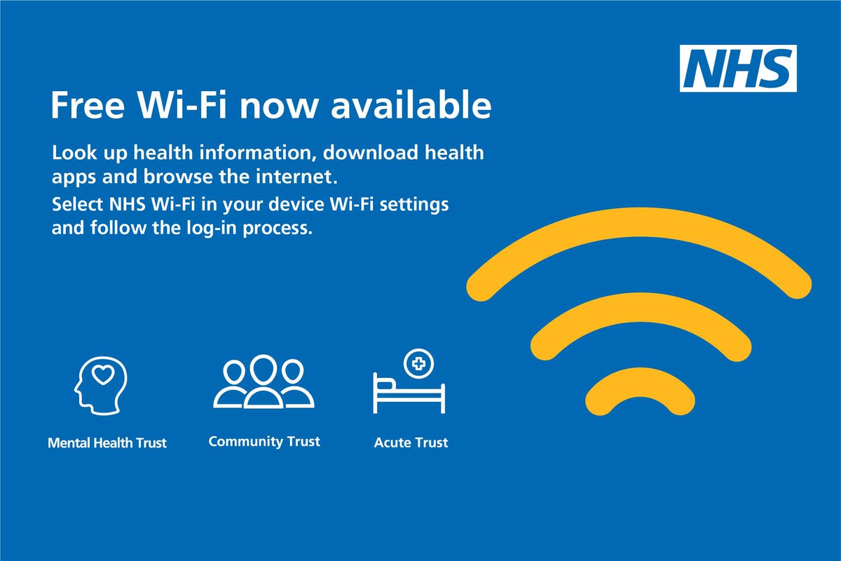 Are you connected? You can now access free Wi-Fi in any part of the main hospital building. Set your device to NHS Wi-Fi & follow the simply registration process. #nhswifi @MFTnhs @RMCHcharity