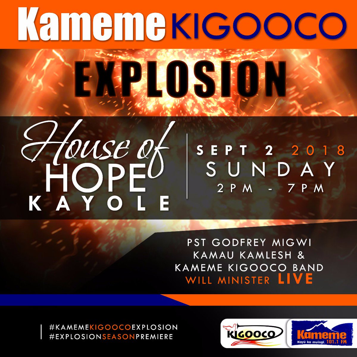 #KamemeKigoocoExplosion
It's big
#ExplosionSeasonPremiere
<a href="/kameme101/">Kameme FM Official</a> <a href="/eunicemutahi/">Euny Mutahi</a> <a href="/KamleshKamau/">Kamau Kamlesh</a> <a href="/palkkamlesh/">Paul Kamlesh</a> <a href="/karanja550/">Liz Karanja550@gmail( mama shazy)</a> <a href="/marywmichael/">Mary Michael</a> <a href="/Irenemugw/">Irene Mugwe</a> <a href="/shamimivian1/">@shamim  ivian</a> <a href="/mugowambui1/">wambui wa mugo</a> <a href="/CiruDigital/">@miriammuigai</a> <a href="/daviewagatoto/">David Mwangi Waweru</a>