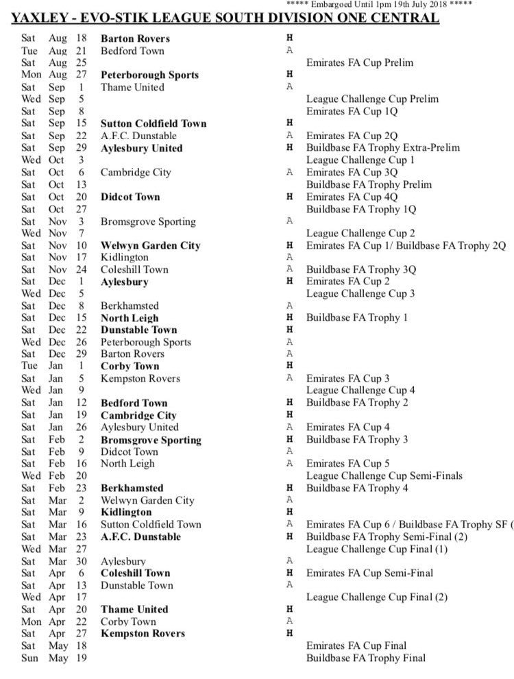 yaxleyfc's tweet photo. The Cuckoos start their @SouthernLeague1 campaign with a home fixture against Barton Rovers on the 18th August.
@YaxleyGazette @PTAlanSwann @YaxleyPartners ⚽️🐦🔵

#cuckoos https://t.co/HRGORiydvO