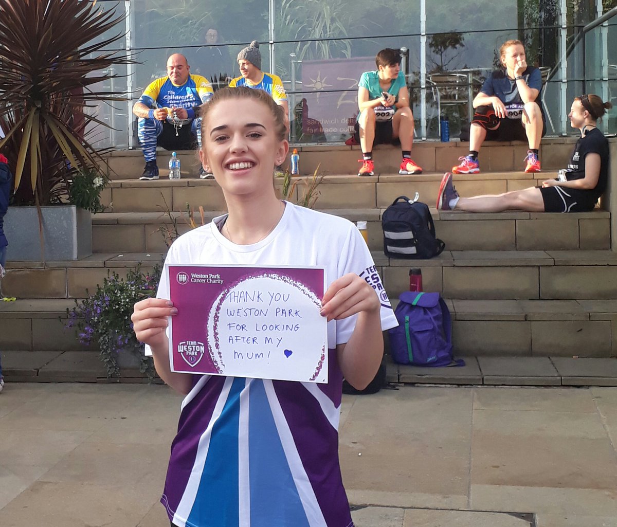 WPCancerCharity's tweet photo. "Thank you Weston Park for looking after my mum!" - Whatever your #reasonforrunning it's time to lace up your trainers and wear your #TeamWestonPark top with pride! https://t.co/5c3GRifW0l https://t.co/lImFASqSSR