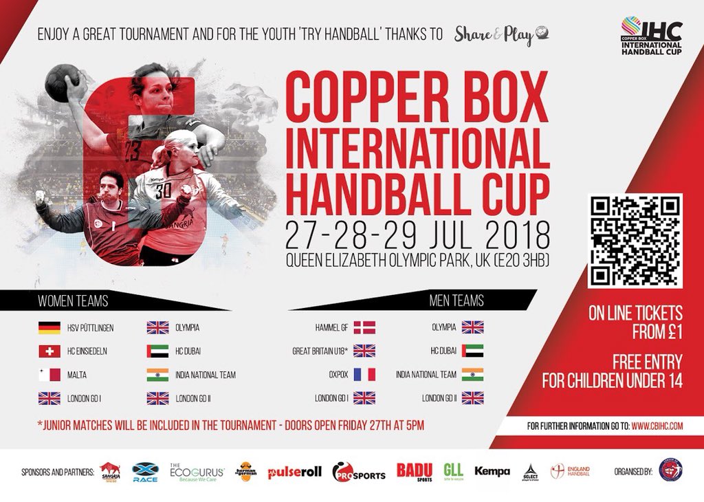 cbihc_london's tweet photo. #EarlyBird #TICKETS for our Super #CBIHC2018 are NOW #OnSale https://t.co/kgjIkUgS1T Only few days to #benefit from 20% OFF: £4-8 for adults, c£1 for 15-17year old, children U14 FREE Entry & #TryHandball w/ former @RFEBalonmano @RNLoewen Elite player #CarlosPrieto @_shareandplay https://t.co/1m5VVZGwEP