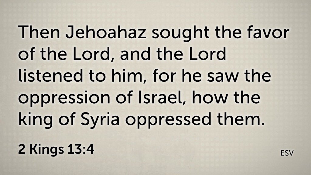 JacobDees_'s tweet image. For two completely different types of people:

1) If you believe that God was a god of wrath alone in the OT...

2) If you believe that our nation is rotten and destined for hell...

2 Kings 13:1-7 shows us what Israel deserved for their continued sin, but God's mercy nonetheless