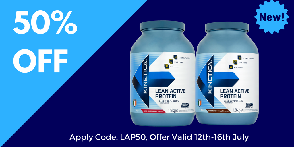 To celebrate the launch our new Lean Active Protein we have a massive 50% OFF Smooth Chocolate and Wild Raspberry 1.8kg tubs until Sunday 22nd July. Apply code: LAP50. T&amp;C’s Apply. #FuelledbyKinetica #lean #whey