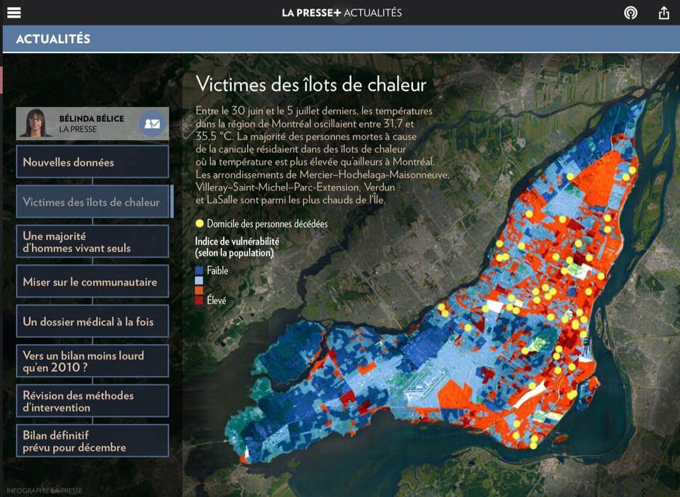 VeroLaflamme's tweet photo. À propos des #inégalitéssociales: La majorité des personnes mortes à cause de la canicule à#Montréal résidaient dans des îlots de chaleur et des quartiers + pauvres où la température est +  élevée qu’ailleurs à Montréal https://t.co/Xlzn7v1eAU via @LP_LaPresse #polmtl https://t.co/uj3I6XU8h8