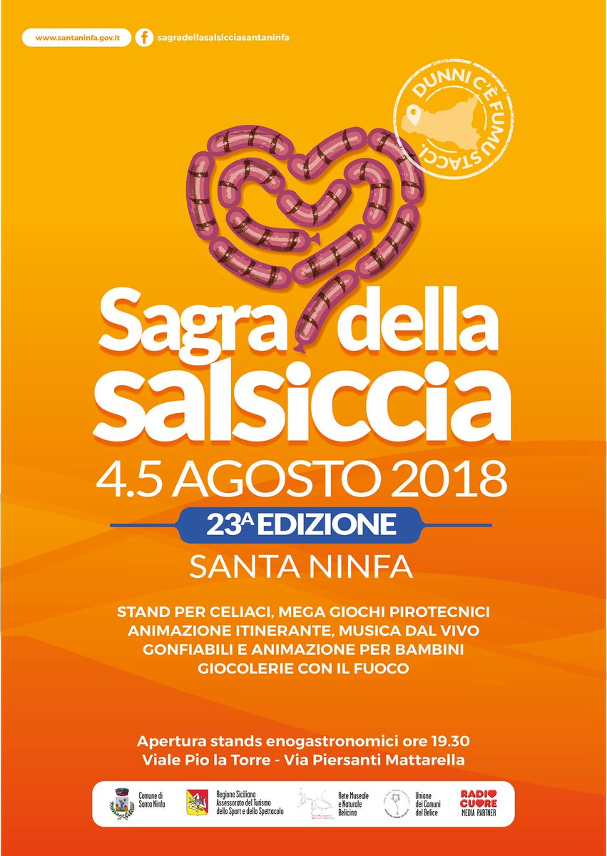 Il 4 e 5 agosto torna a #SantaNinfa la “Sagra della Salsiccia” typicalsicily.it/events/1107/ev…
#typicalsicily