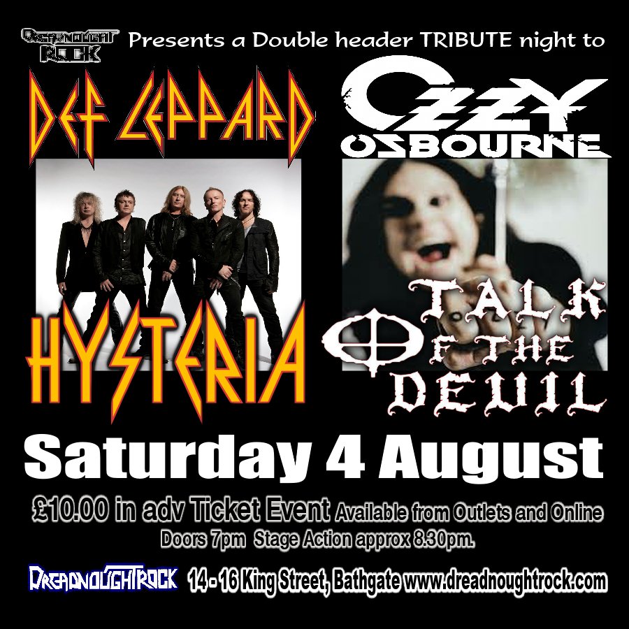 Dreadnoughtrock's tweet photo. In a few weeks we welcome TWO of Scotland's top tributes to TWO Iconic bands. Make sure you grab a ticket well b4 the 4th Aug - £10 !
https://t.co/378VmKoJsD
@Dreadnoughtrock  @TalkOfTheDevil1 #Hysteria #DefLeppard 
@tomrussell666 @SIAWM @Whatsonscotland @WhatOnEdinburgh https://t.co/K3eQzSyqzV