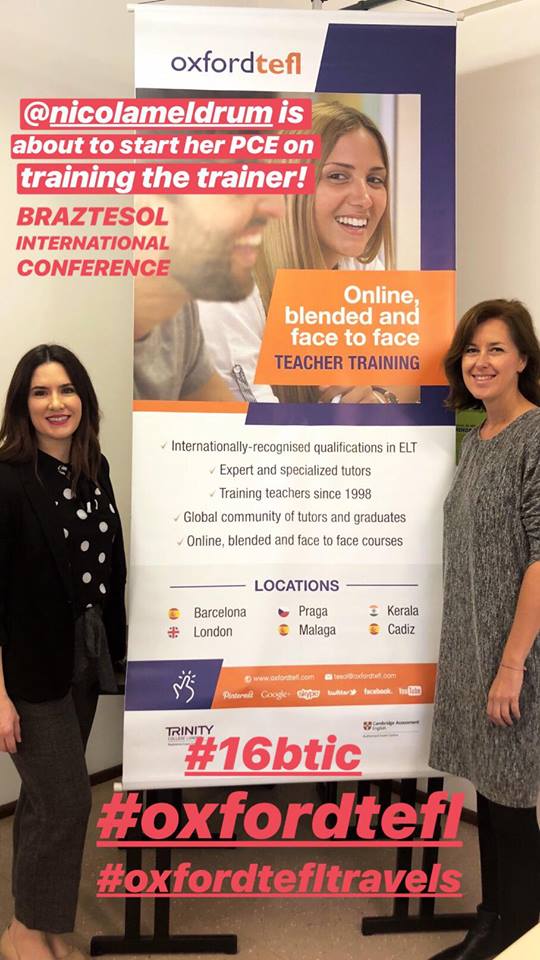 oxfordtefl's tweet photo. Check out #TrinityDipTESOL course director @NicolaMeldrum and #TYLs course tutor @ClaireVenables at the #16BTIC in #Brazil. Go team! #teacherdevelopment #TESOL #ELT @TrinityC_L https://t.co/EyEIo7B8Ce