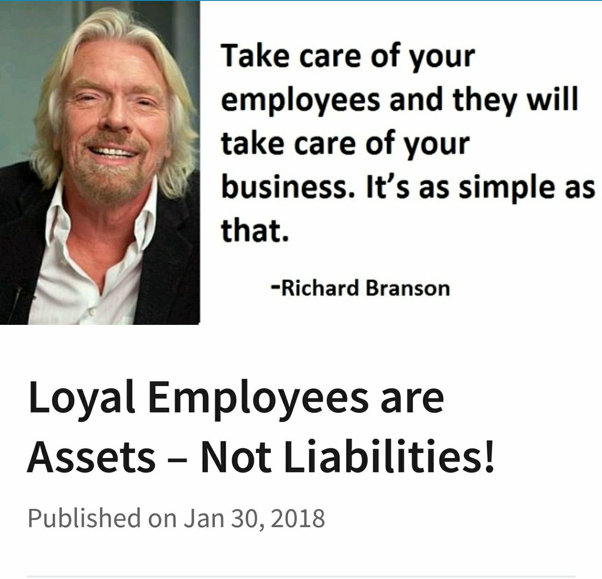 bicboston's tweet photo. "Train people well enough so they can leave, treat them well enough so they don't want to." - Richard Branson https://t.co/W2JyDruzvy