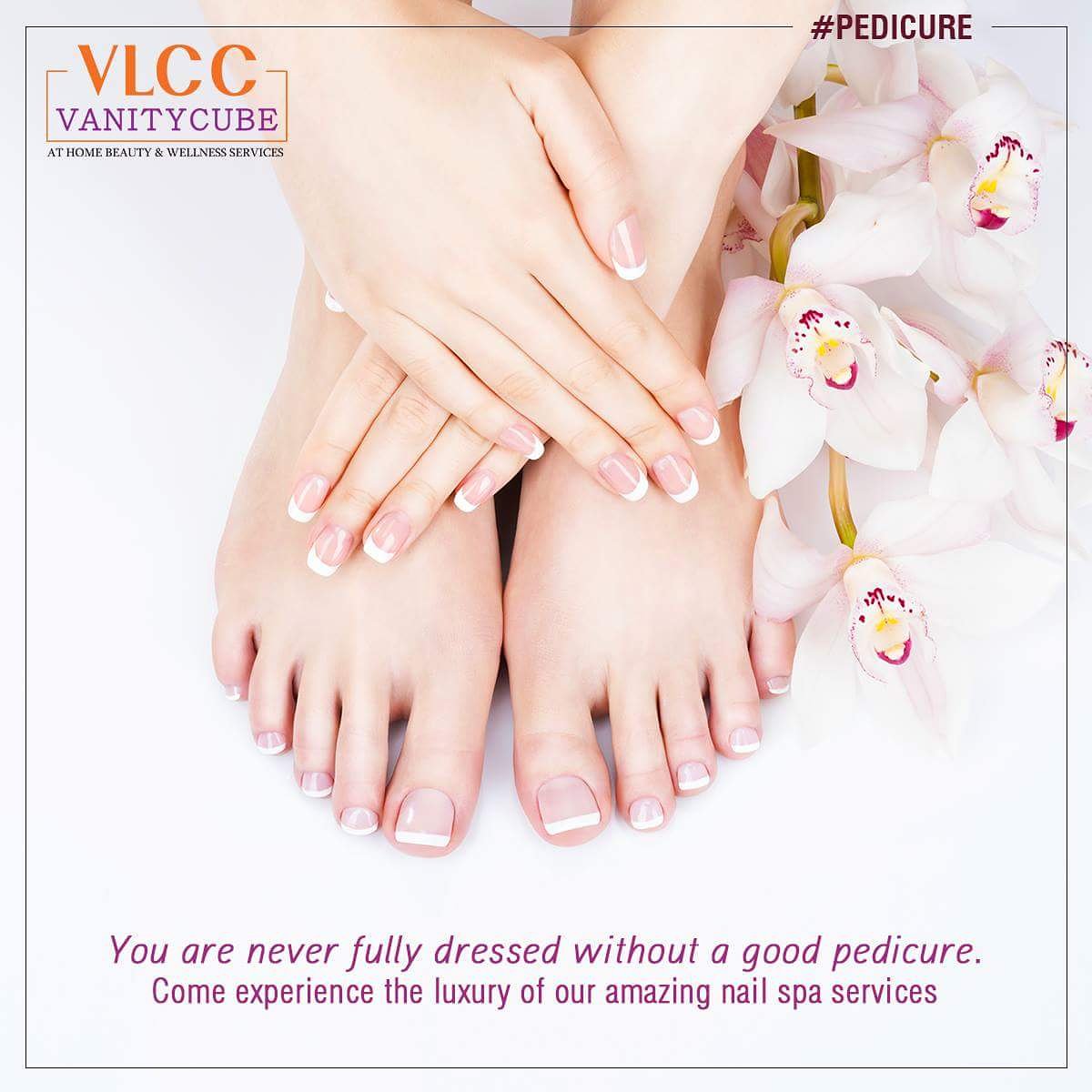 Pamper yourself with VLCC #Pedicure and experience the luxury of #NailArt services with VLCC #VanityCube – Beauty and Wellness Services at Home. Call 8010801091 to book your appointment.