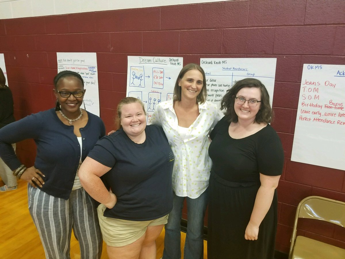 TheKnobOKMS's tweet photo. OKMS leadership team digging in...building a dream culture! #WeAreHamilton #OppZoneWins18 https://t.co/uIvdEoX597