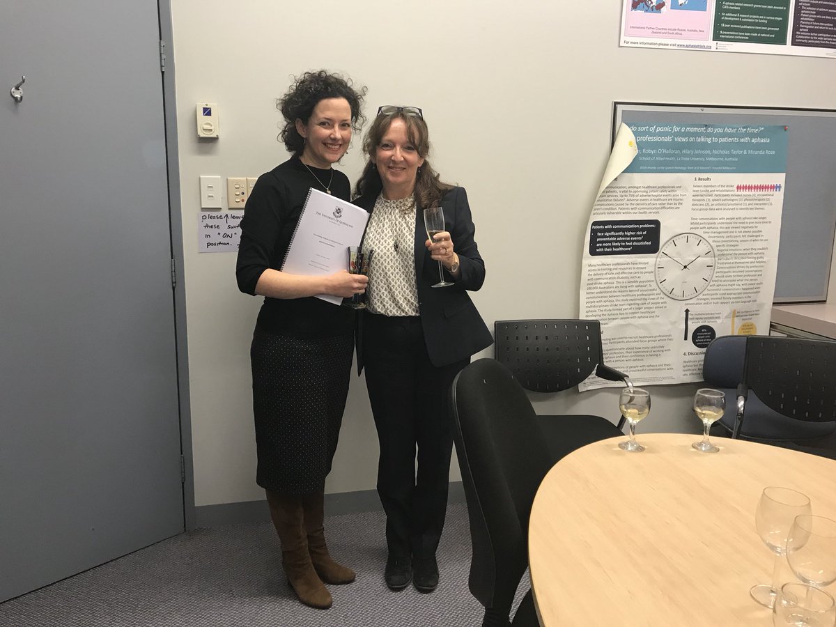 Aphasia Lab LTU (@aphasialtu) on Twitter photo So proud of my student @CarolineJM26 who submitted her #PhD thesis today on stepped psychological care in #Stroke #Aphasia with supervisors <a href="/aphasiologist1/">Emeritus Professor Linda Worrall AM</a> <a href="/brookejryan/">Dr Brooke Ryan</a> Great job Caroline! So proud of my student @CarolineJM26 who submitted her #PhD thesis today on stepped psychological care in #Stroke #Aphasia with supervisors <a href="/aphasiologist1/">Emeritus Professor Linda Worrall AM</a> <a href="/brookejryan/">Dr Brooke Ryan</a> Great job Caroline!