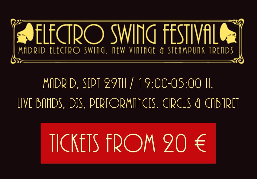 Hoy presentamos el primer #festival de #electroswing de #España. Os esperamos el sábado 29 de Septiembre en #Madrid Durante Julio entradas promocionales a 20e entradium.com/entradas/elect… #electroswingfestival