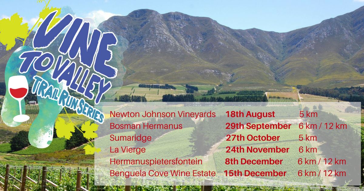 Are you ready for some phenomenal #TrailRunning? 🍷🏅🏃‍♀️  Follow <a href="/vine_run/">Vine to Valley Run my Wines Trail Run Series</a>

#Hermanus 

BOOK YOUR TICKETS: bit.ly/2uz7ro2