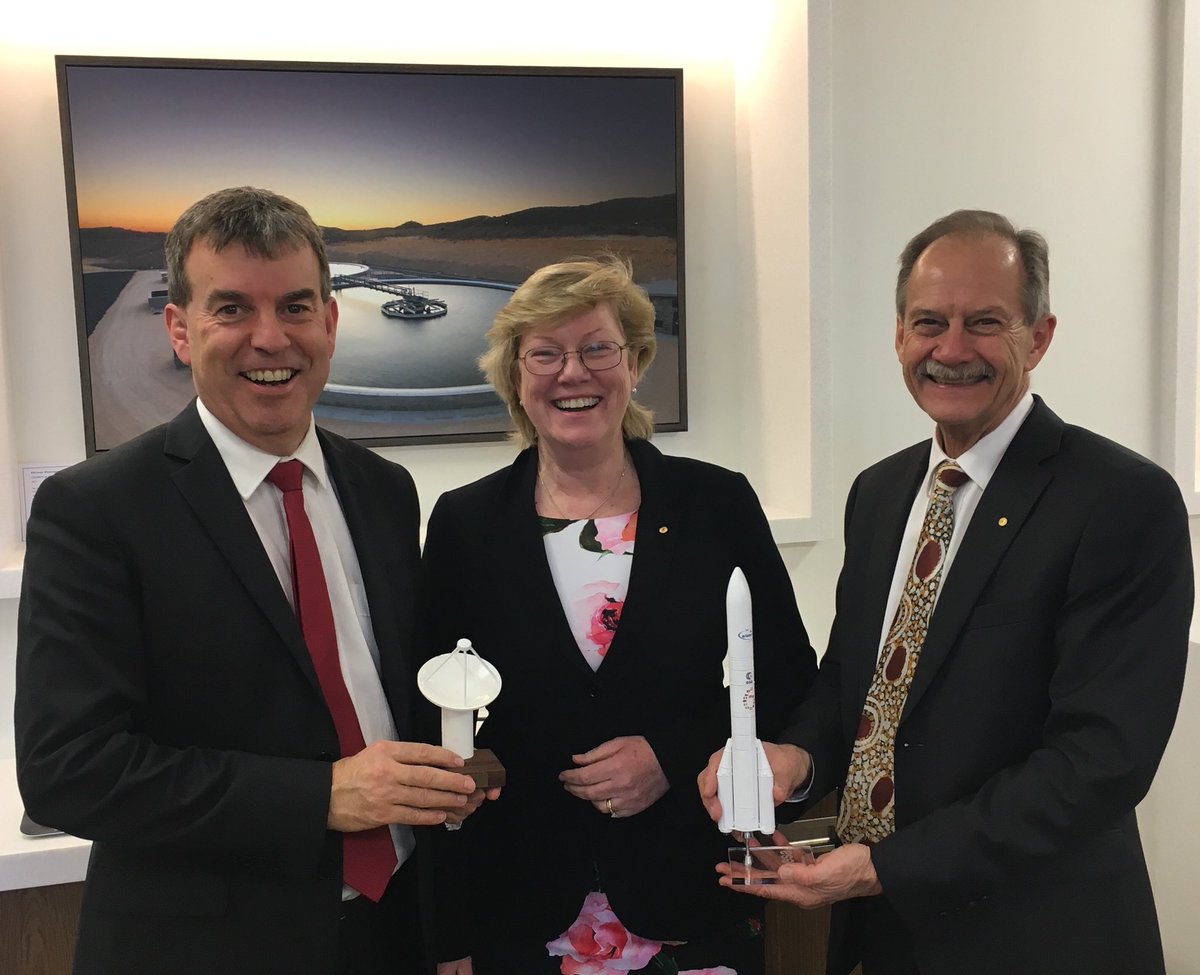 Davekellymp's tweet photo. .@ChiefSciWA Peter Klinken and I hosted a great meeting today with the head of the Australian Space Agency Dr Megan Clark to talk about growing the space industry in WA. ๐ฐ๐ https://t.co/3d5TPIB0Ag