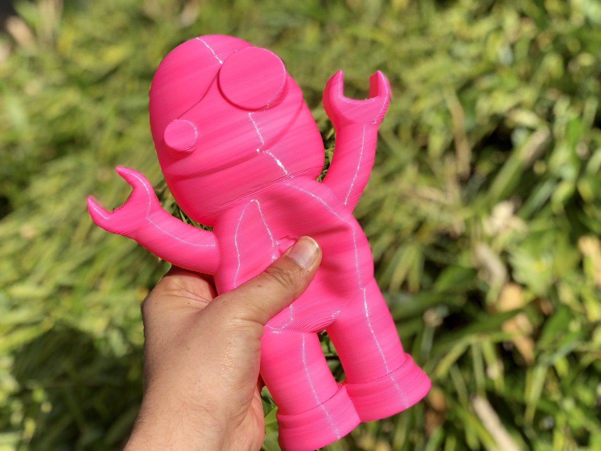 FilamentFrenzy's tweet image. IT WORKED! #spannerbot 300% scale printed in @SpannerHands3D Pink Bioflex on my @Creality3D CR10 with 2 outline Perimeters and 0% infill #hollow at 0.6mm layer heights using a 0.8mm nozzle using @Simplify3D 😃 This should be so the #Official #3dpinkmafia Flexy Pink 😍