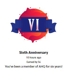 crinrict's tweet photo. Received my 6th Anniversary AHQ Badge today. Can't believe it's that long since AHQ opened it's doors. #AHQPower https://t.co/3ytgzj6L0n