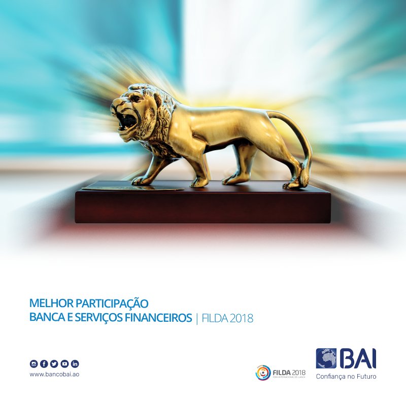 O BAI participou na 34ª edição da Feira Internacional de Luanda (Filda 2018) e foi premiado na categoria de Melhor Participação Banca e Serviços Financeiros. #bai #bancobai #baidirecto #confiançanofuturo #banca #expo #filda #angola