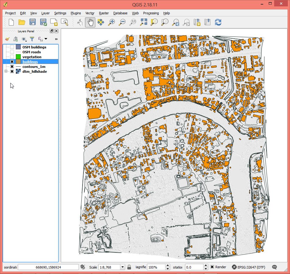 LAStools's tweet photo. New @LAStools tutorial on @rapidlasso blog: from 3 #LiDAR flightlines via quality checking and #pointcloud tiling / denoising / classification to final raster and vector products composited in @QGIS and fused with @OpenStreetMap data and @GoogleMaps images https://t.co/S8Rjj94Fjt https://t.co/ANLtYqeER1