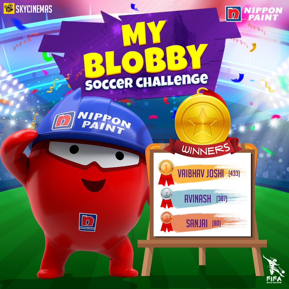 NipponIndia's tweet image. FIFA World Cup 2018 came to an end and so did our Blobby Soccer Challenge. Here are our winners. Congratulations!

We'll be announcing the winners of all our FIFA contests tomorrow at 7 PM. The list is huge. Stay tuned!

#NipponPaint #ColoursThatScore #FIFAWorldCup2018 #MyBlobby