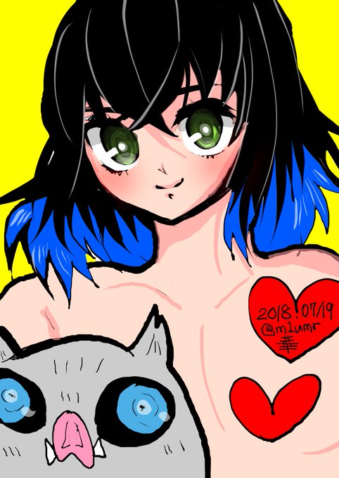 華さんがTwitterに投稿した嘴平伊之助(鬼滅の刃)のイラスト。
