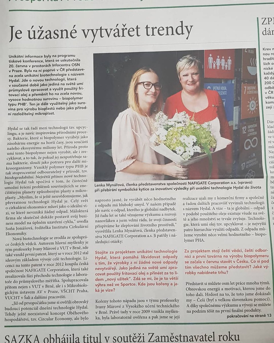 NAFIGATECorp's tweet photo. ��asopis PROSPERITA vydal o nás a naší technologii Hydal rozsáhlý článek s názvem ,,Je úžasné vytvářet trendy". ❤ #hydal #biotechnology 
@INCIEN_ORG 
@HYDAL_biotech 

Přečtěte si:

https://t.co/3YuQUkfqe8 https://t.co/2vNcrV8zyC