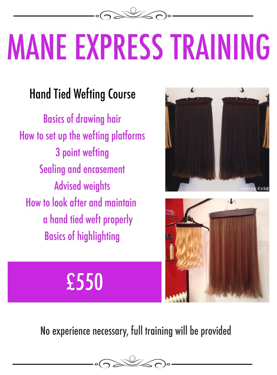 The demand for people who know how to hand tie wefts is now rising rapidly across the country

Book a place on our course and receive top-level training on how to do it yourself!

Dates: Monday 6th August / Liverpool Price: £550
To book: Contact Lisa on 07736584618