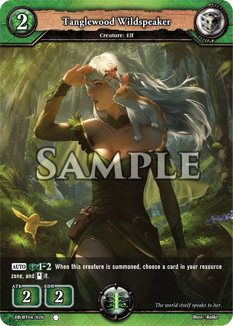 Dragoborne's tweet photo. #COTD #Dragoborne

Card Name: Tanglewood Wildspeaker
Color: Green
Appears in: DB-BT04 [Surge of Titans]
Rarity: C
https://t.co/IJ1V51zULk https://t.co/kcBfryTCGe