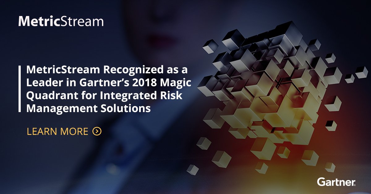 We’re proud to announce that MetricStream has been positioned as a Leader in the 2018 Magic Quadrant for Integrated #RiskManagement Solutions. Access the full report here: bit.ly/Gartner-IRM-20…  <a href="/Gartner_inc/">Gartner</a>