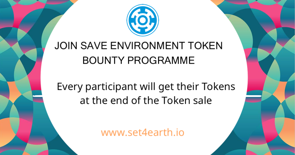 The Bounty program is on till November 4th, 2018.

SET invites you to come together for a powerful cause.

For registrations, please follow this link: bit.ly/2udmhjI

Bounty Thread: bitcointalk.org/index.php?topi…

#Cryptocurrency #Bitcoin #Ethereum #green #Monday #EcoMonday