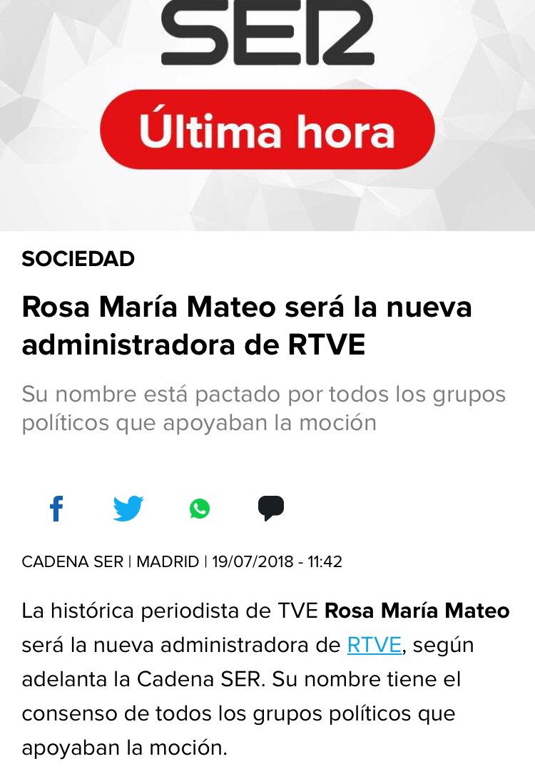 odonelorza2011's tweet photo. 📺 Rosa Maria Mateo, una profesional ejemplar y veterana de RTVE, rinde un servicio a la Democracia dando salida a una situación de bloqueo.
Mientras se resuelve el Concurso ya en marcha para la Presidencia del Consejo de RTVE, ella será la responsable si le vota el Congreso. https://t.co/NCMvl8jM2V