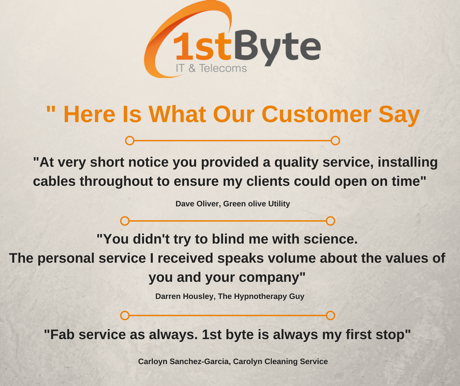 1stByteIT's tweet photo. See what our customers have had to say about us ...... #1stByte #IT #Network #Solutions #CustomerReviews https://t.co/OgV5jBN5UW https://t.co/axfFaJY2k3