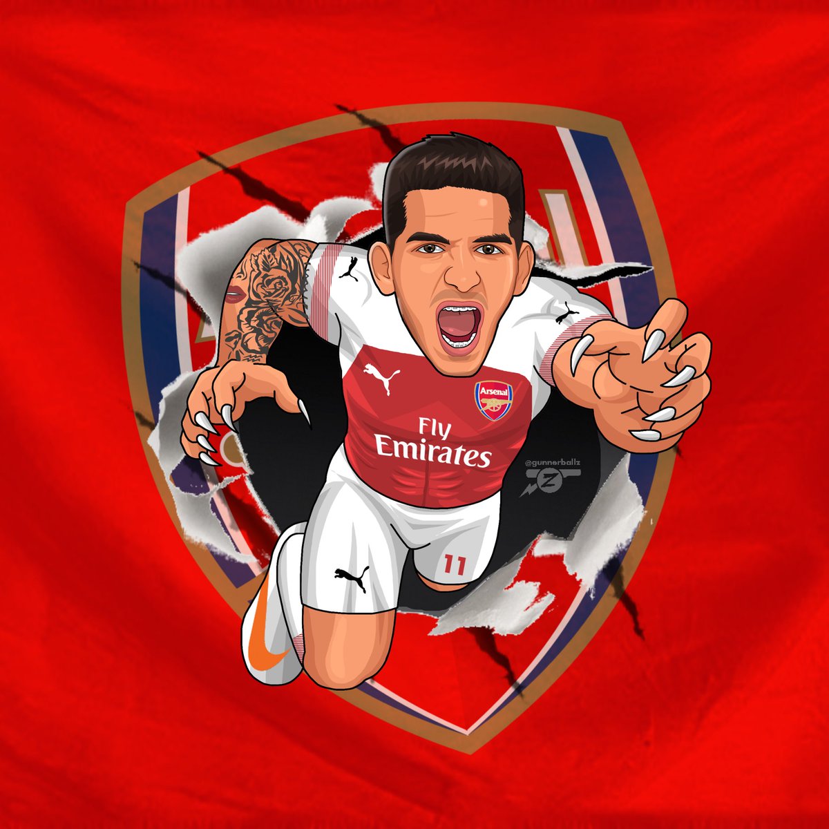 GunnerBallZ's tweet photo. Looking forward to seeing this wild man in the Premier League! 🦁 #TimeForTorreira #Torreira #lucastorreira #arsenal #afc #puma https://t.co/G7NlDKwMMS