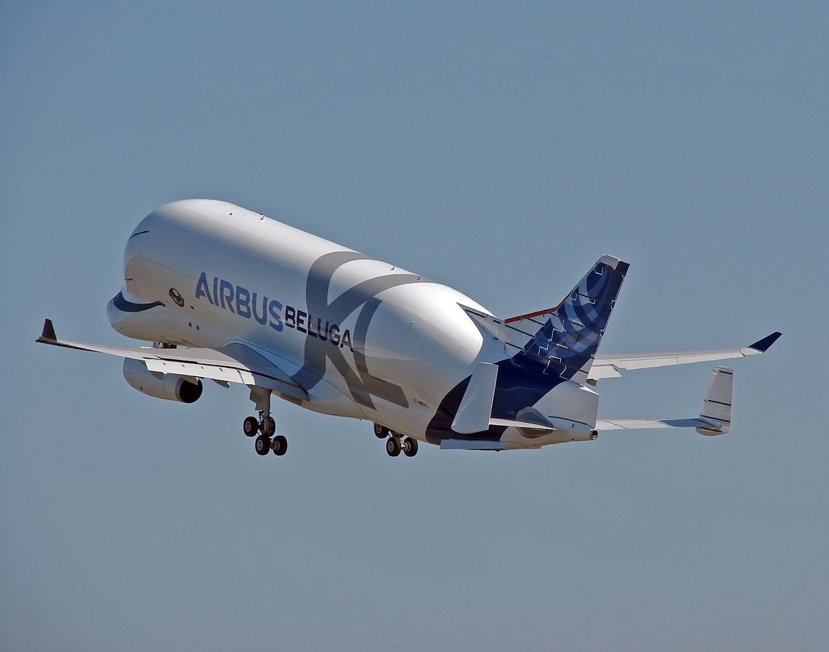PiotrBozyk's tweet photo. And there she is :) First #Airbus #BelugaXL after departure from @aeroport_tls #avgeek #A330 #Toulouse #media #aviation #innovation #cargo #largecargo #FF #BelugaXLff #firstflight https://t.co/uzz6LjwcQA
