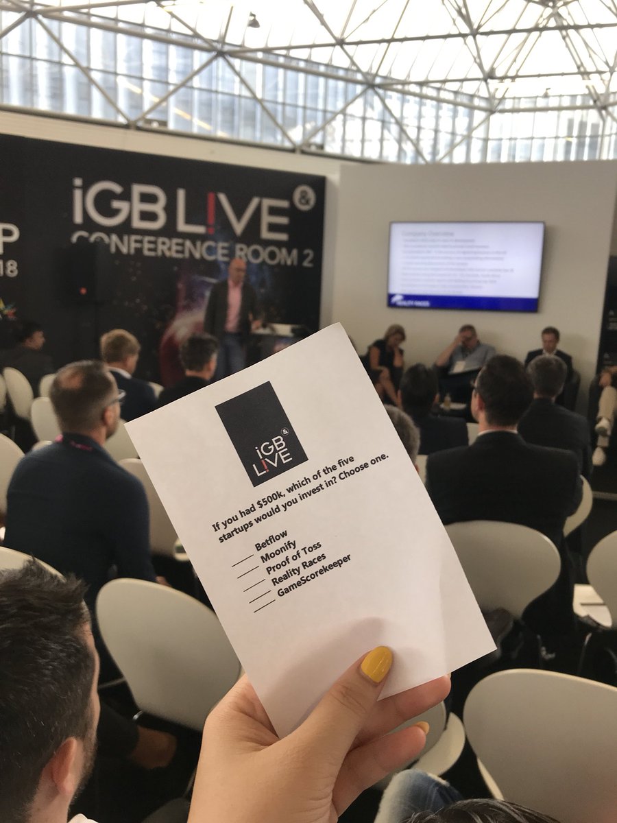 iGamingBusiness's tweet photo. Make sure you head to conference room 2 today for Start-Up Launchpad 2018 to vote for your favourite start-up #iGBLive2018 #startuplaunchpad https://t.co/W9UETC1n0E