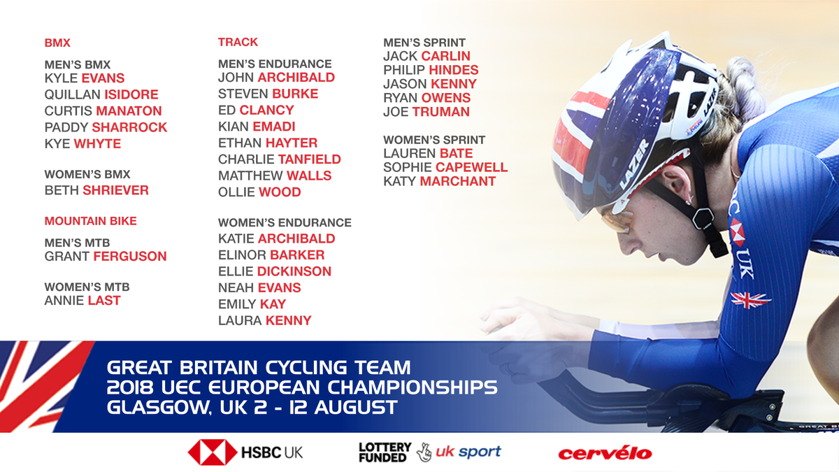 BritishCycling's tweet photo. Here is your Great Britain Cycling Team for @Glasgow2018!

Introducing the riders representing their country in BMX, mountain bike and track events!

#Glasgow2018  🇬🇧🚴🚴‍♀️🚵🚵‍♀️🇪🇺

https://t.co/QIZ3Vdx92x https://t.co/NnrdeamoH8