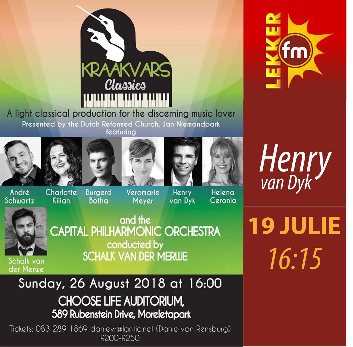 Skakel vanmiddag in op <a href="/lekkerfm/">LEKKER FM 98.3</a> en luister hoe <a href="/hvdmusic/">Henry van Dyk</a> julle meer vertel oor #KraakvarsClassics