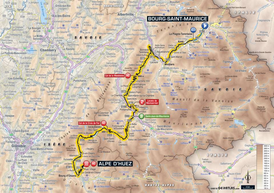 Develop_Assoc's tweet photo. #BourgSaintMauriceLesArcs > #Alpedhuez
19/07/2018 - Étape 12 - 175,5 km - #Montagne

Un grand classique du genre viendra clore le chapitre #alpestre de l’édition 2018  Les 21 #lacets qui conduisent à l’Alpe d’Huez fourniront un verdict provisoire.

#TDF2018 #cyclisme https://t.co/LF0wIbRsSZ