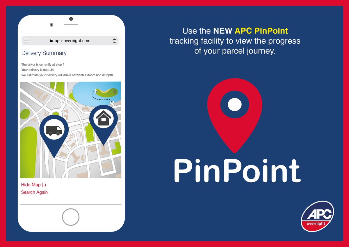 Did you know you can now view the progress of your parcel's journey using APC PinPoint? Simply enter your consignment number and postcode! Visit apc-overnight.com to find out more.