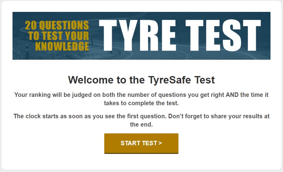 Tyresafe's tweet photo. Try out our innovative Tyre Safety Test to test your knowledge on tyre safety, Let us know how you got on https://t.co/nDMKS3GznR https://t.co/QucA5tOPVw
