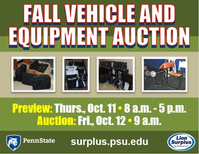 LionSurplus's tweet photo. 2018 Fall Auction dates have been set. #auction #PennState @LionSurplus https://t.co/wNLcuNiUim