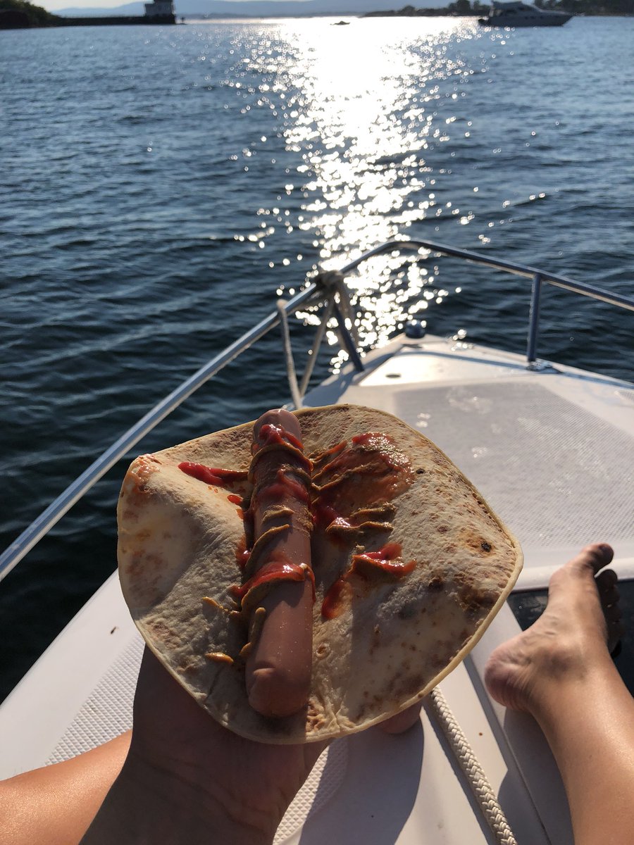 webcath's tweet image. Iskald pølse i lompe #grillforbud #forbilde #oslofjorden