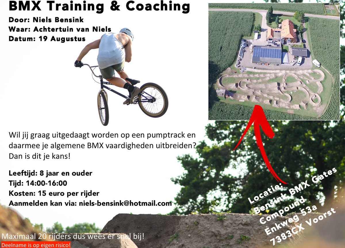‼️CLINIC TIME ‼️

Op zondag 19 Augustus geef ik een training in mijn achtertuin op de pumptrack! Heb je altijd al eens in mijn tuin willen fietsen en/of wil je graag nieuwe dingen leren? Meld je dan snel aan! 📩

Feel free to share 😉