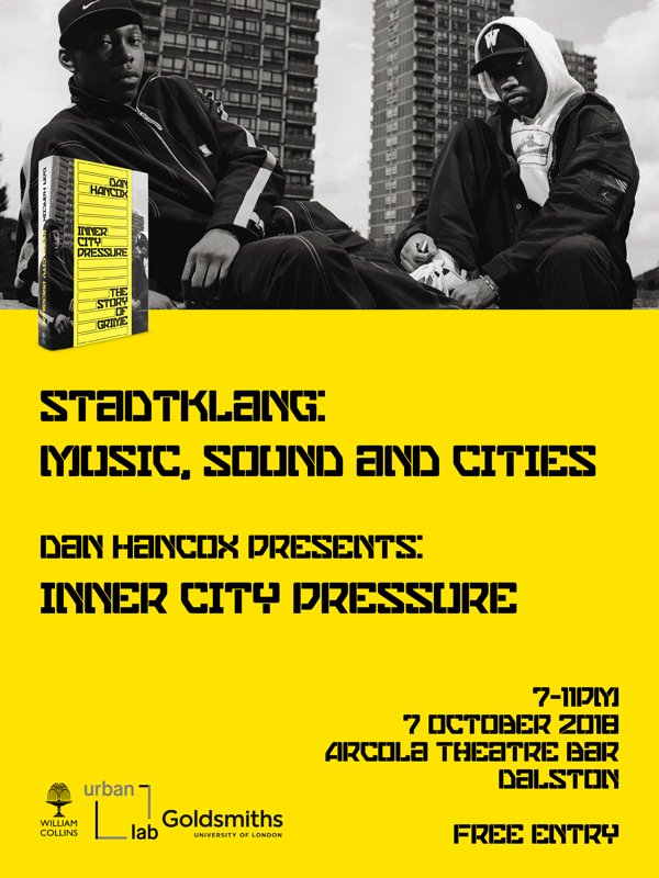 UCLurbanlab's tweet photo. Grime music has experienced an against the odds rise against a backdrop of a hostile and gentrifying city. In our next #Stadtklang music evening at @arcolabar, we'll consider the genre's ascent to the British mainstream with journalist @danhancox → https://t.co/inDi9z9rhO https://t.co/ing7VGq8UF